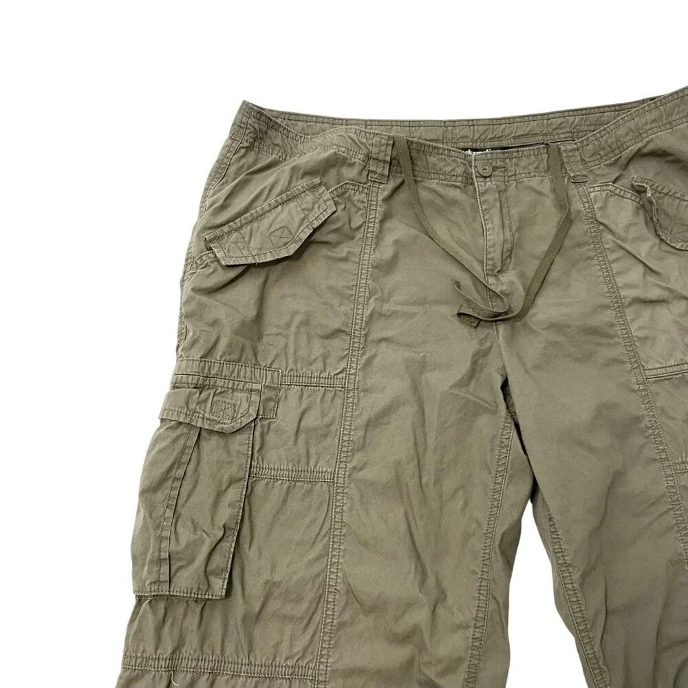 NORMA KAMALI Cropped Cargo Pants Pockets Utility Y2K Army Green size 18 - Picture 3 of 9